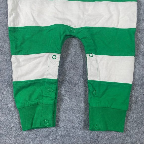 NWT Infant Boys Notre Dame Romper Green and White Striped Age 1-2, (12M-24M) - Picture 4 of 12